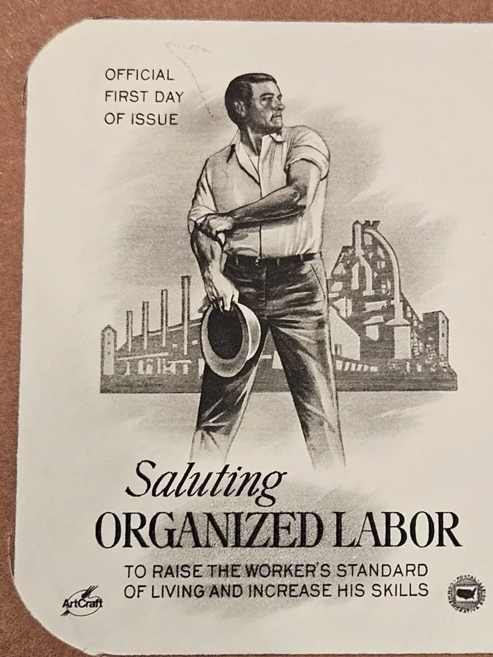 RARE COLLECTIBLE USPS 1ST DAY ISSUE ORGANIZED AMERICAN LABOR MOVEMENT STAMP FDC